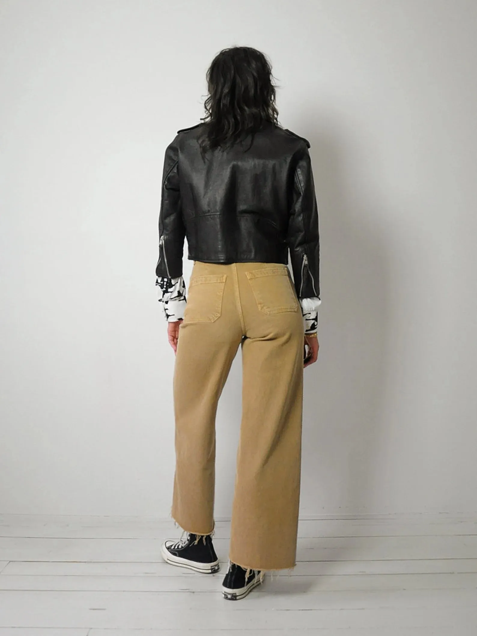 1980's Cropped Leather Motorcycle Jacket