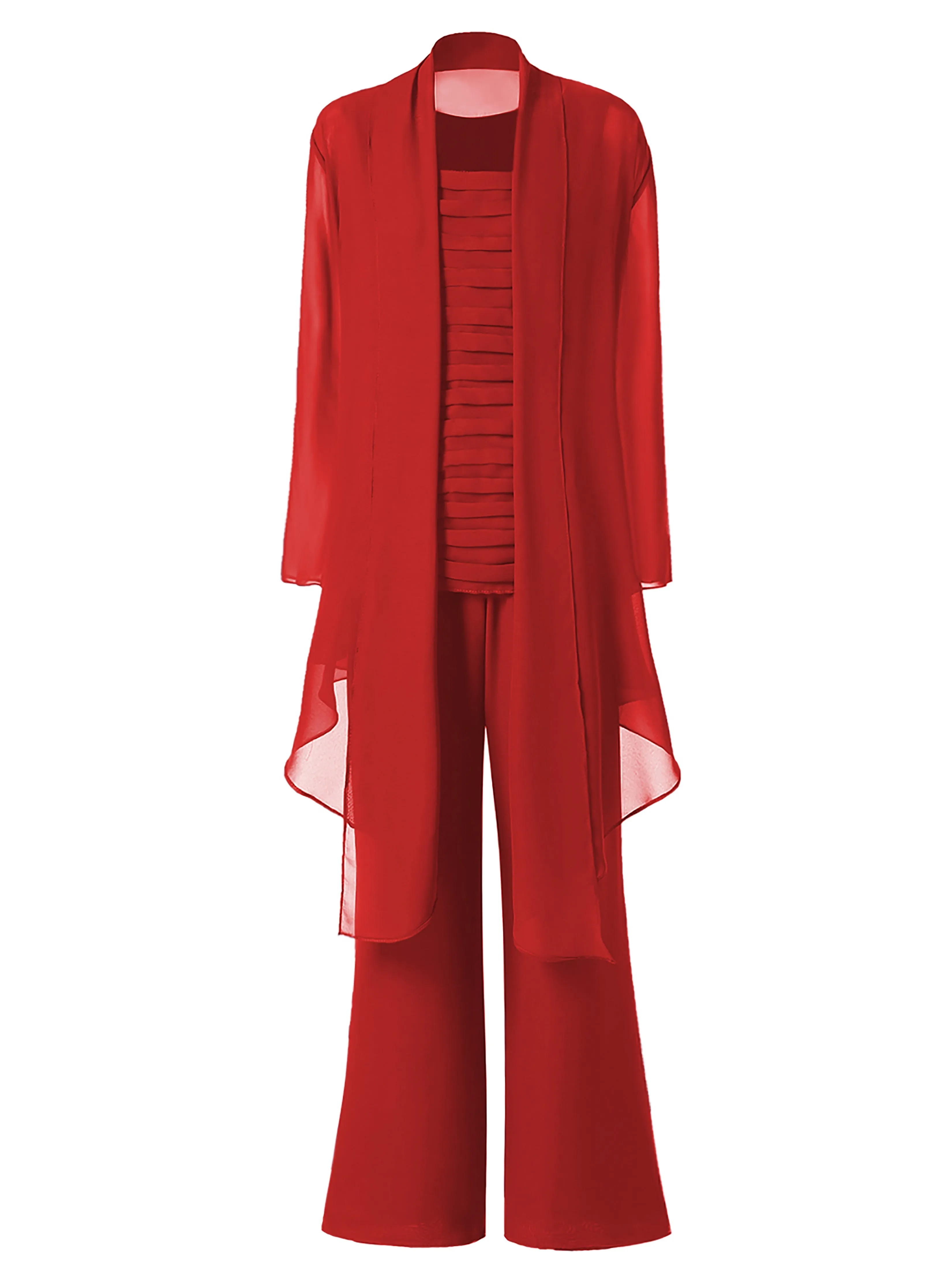 3 Pieces Chiffon Mother of Bride Dress Pant Suits