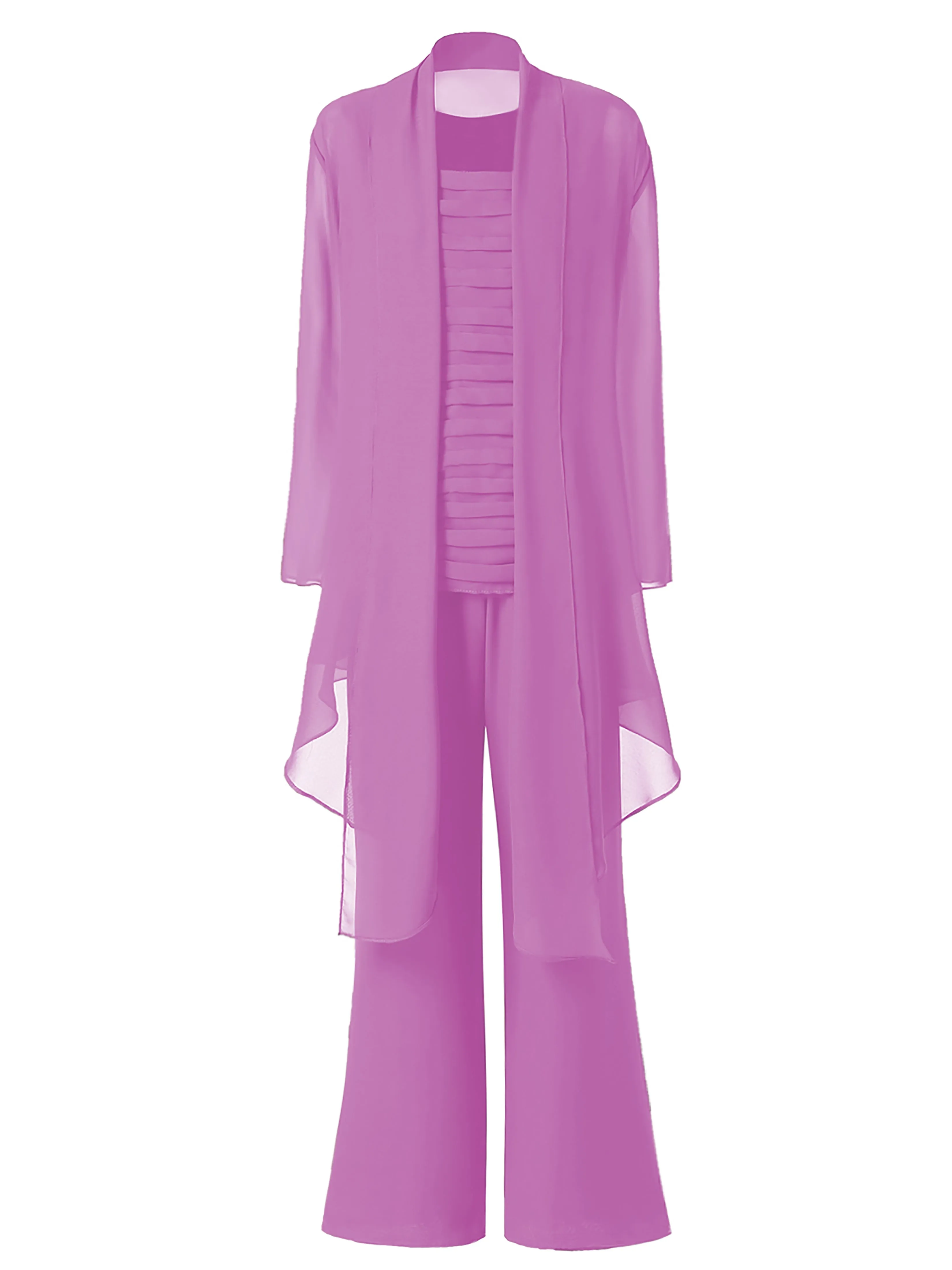 3 Pieces Chiffon Mother of Bride Dress Pant Suits