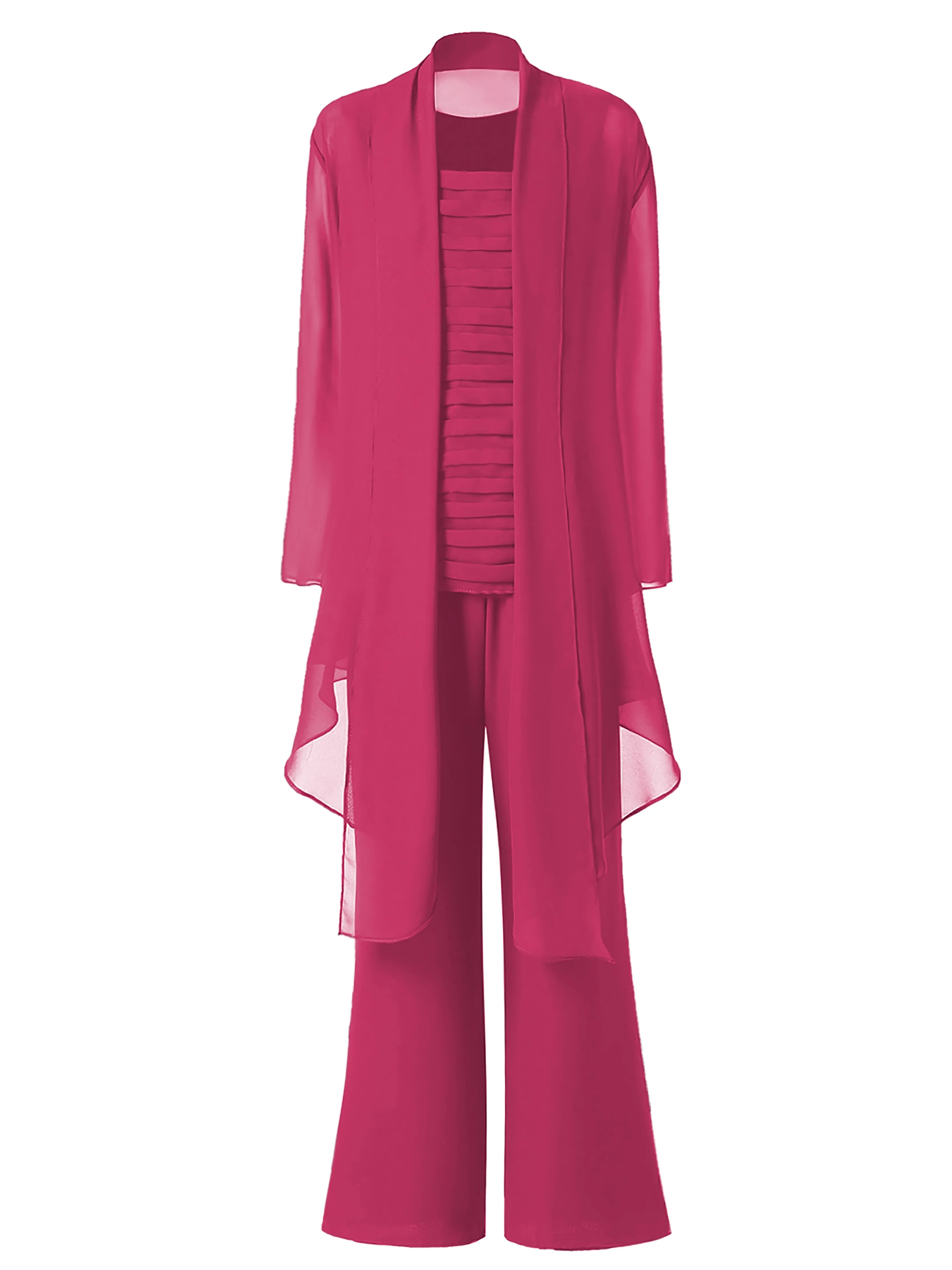 3 Pieces Chiffon Mother of Bride Dress Pant Suits
