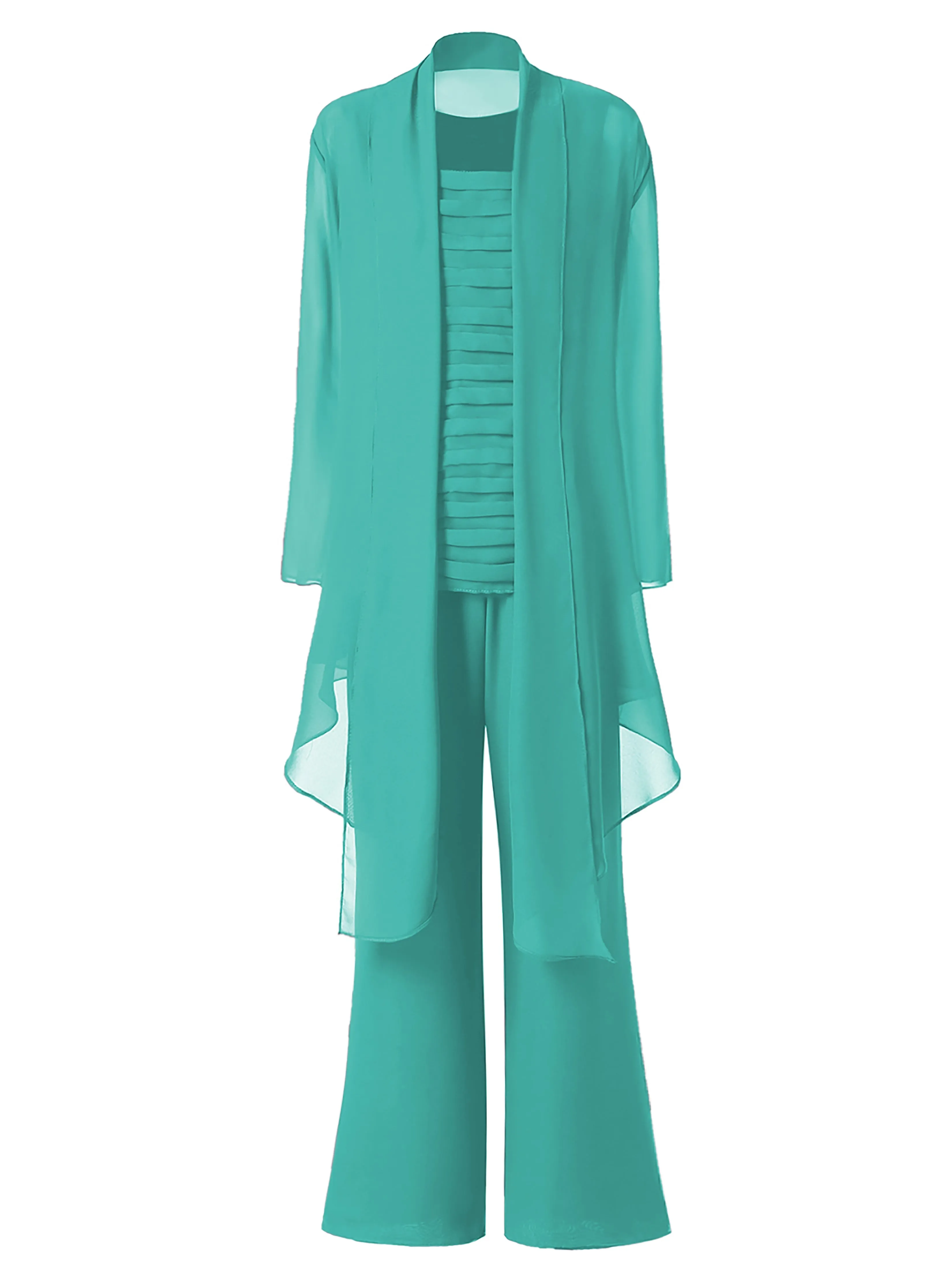 3 Pieces Chiffon Mother of Bride Dress Pant Suits