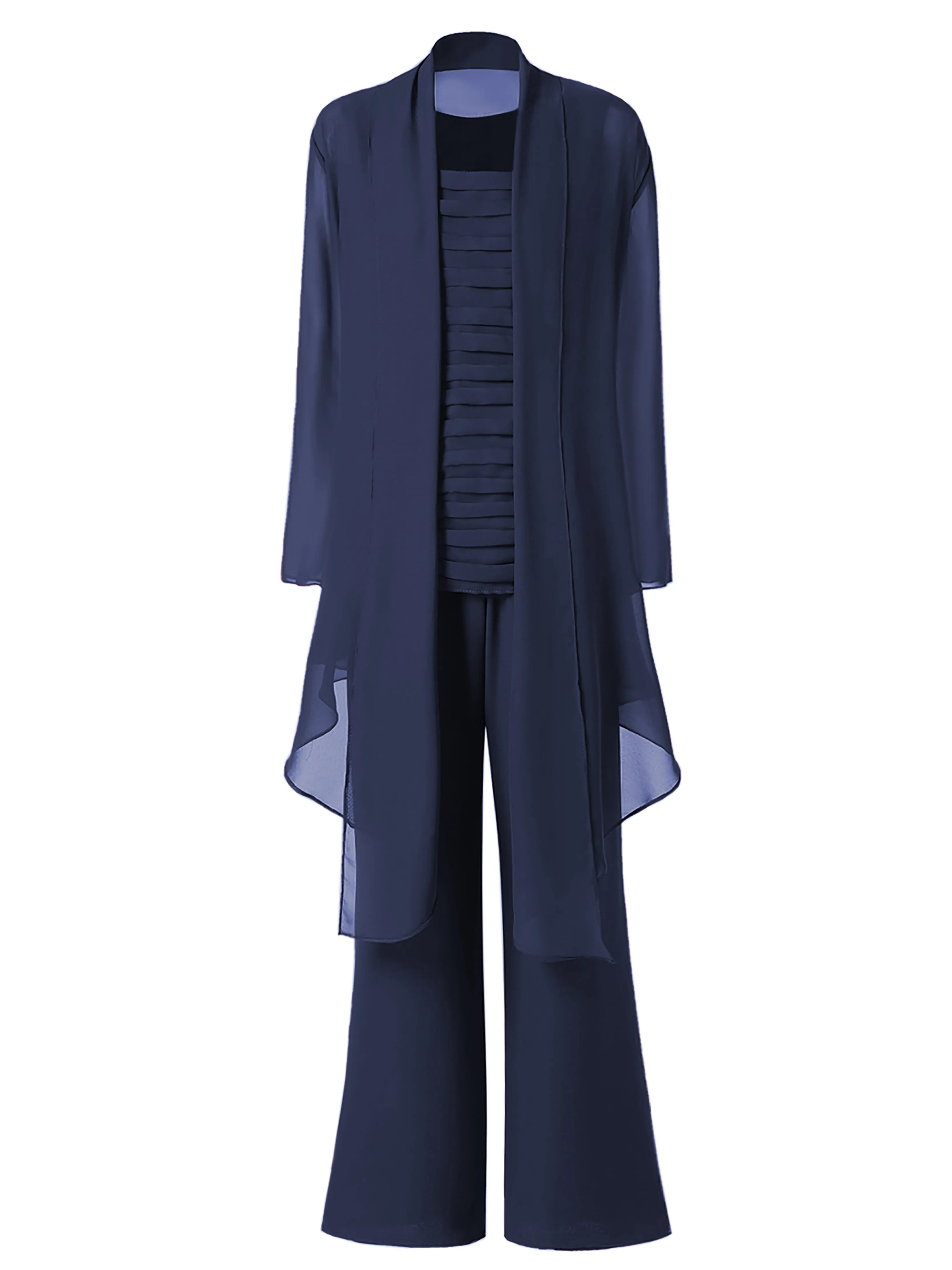 3 Pieces Chiffon Mother of Bride Dress Pant Suits