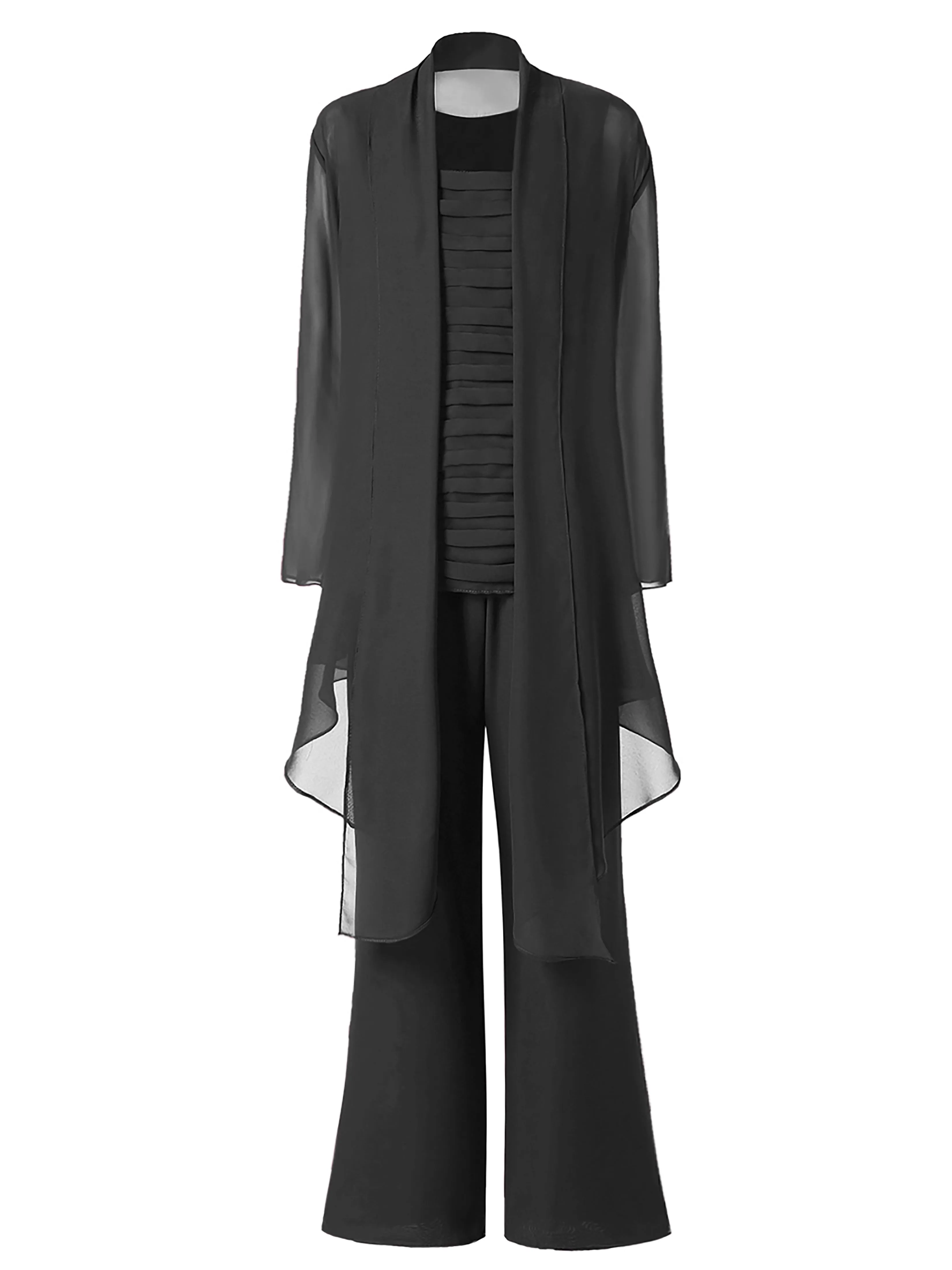 3 Pieces Chiffon Mother of Bride Dress Pant Suits