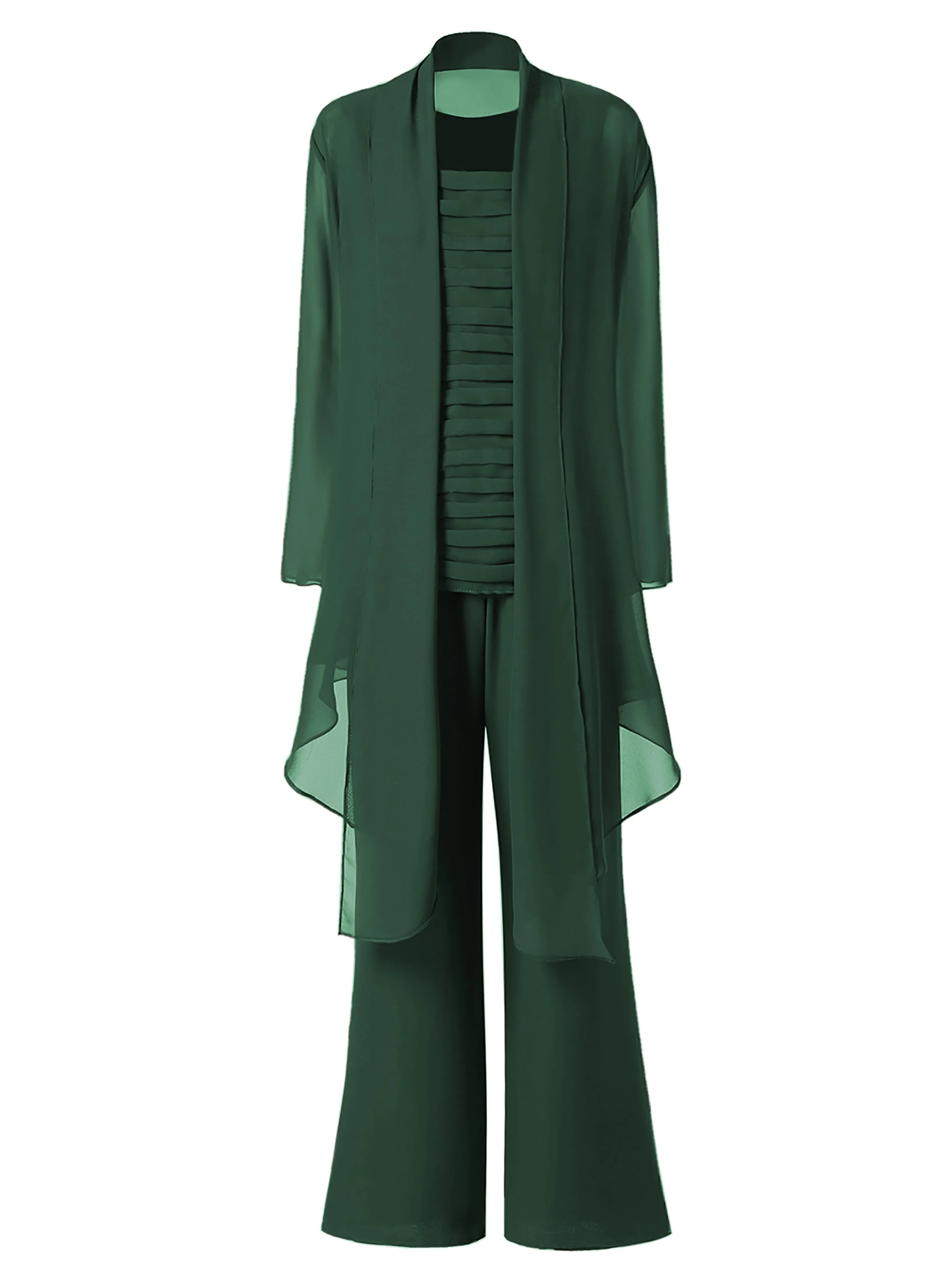3 Pieces Chiffon Mother of Bride Dress Pant Suits