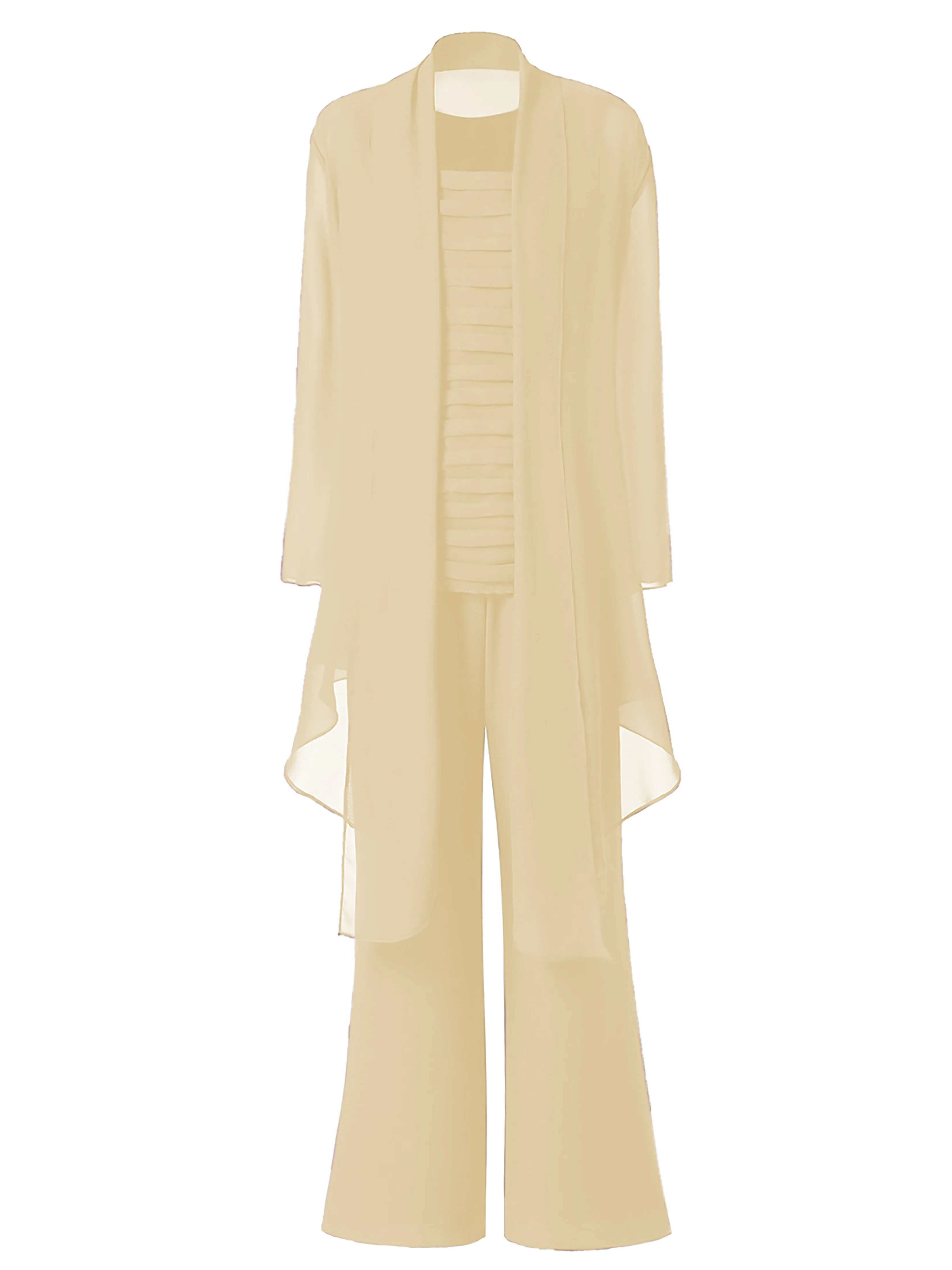 3 Pieces Chiffon Mother of Bride Dress Pant Suits