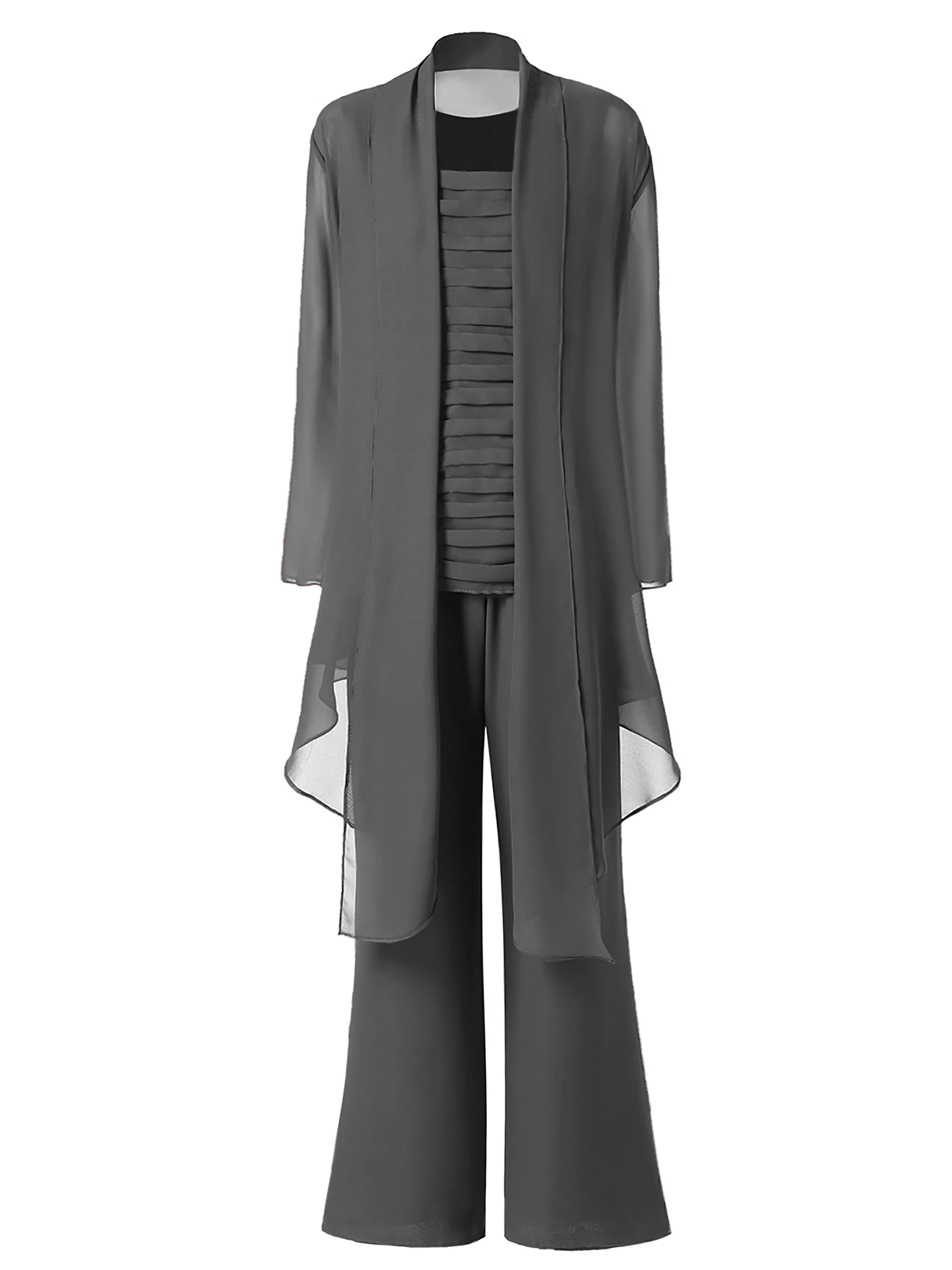 3 Pieces Chiffon Mother of Bride Dress Pant Suits
