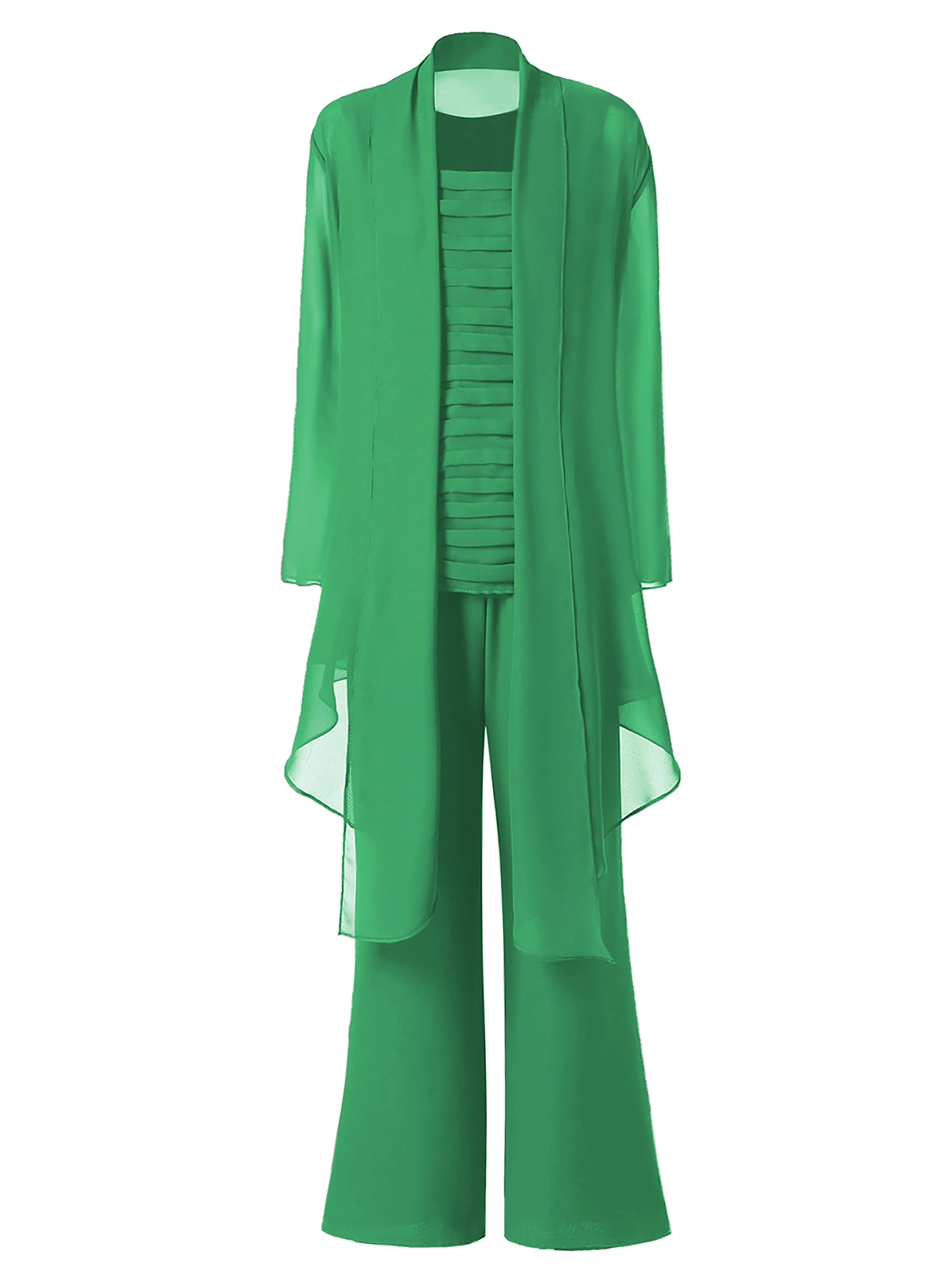 3 Pieces Chiffon Mother of Bride Dress Pant Suits