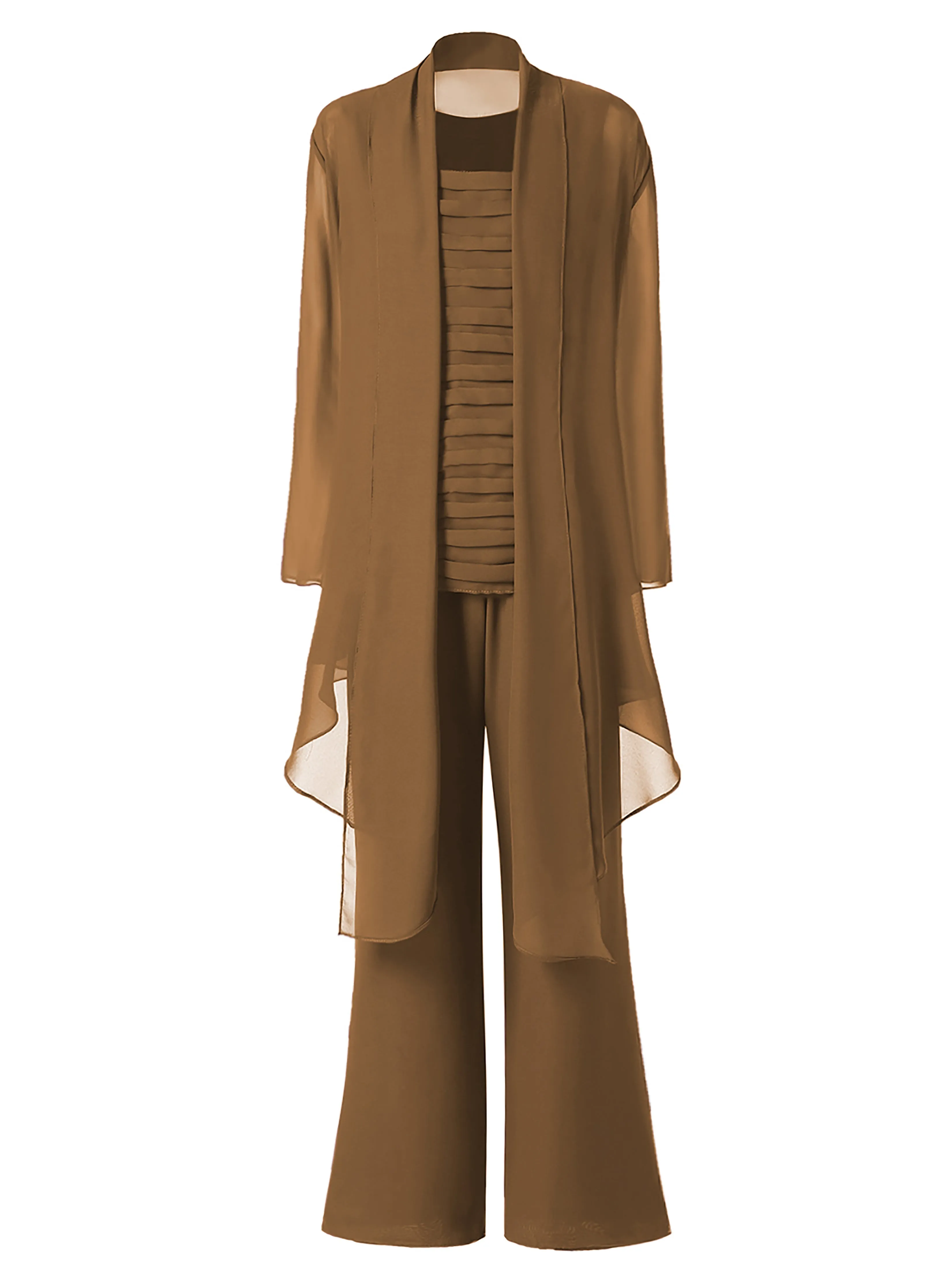 3 Pieces Chiffon Mother of Bride Dress Pant Suits
