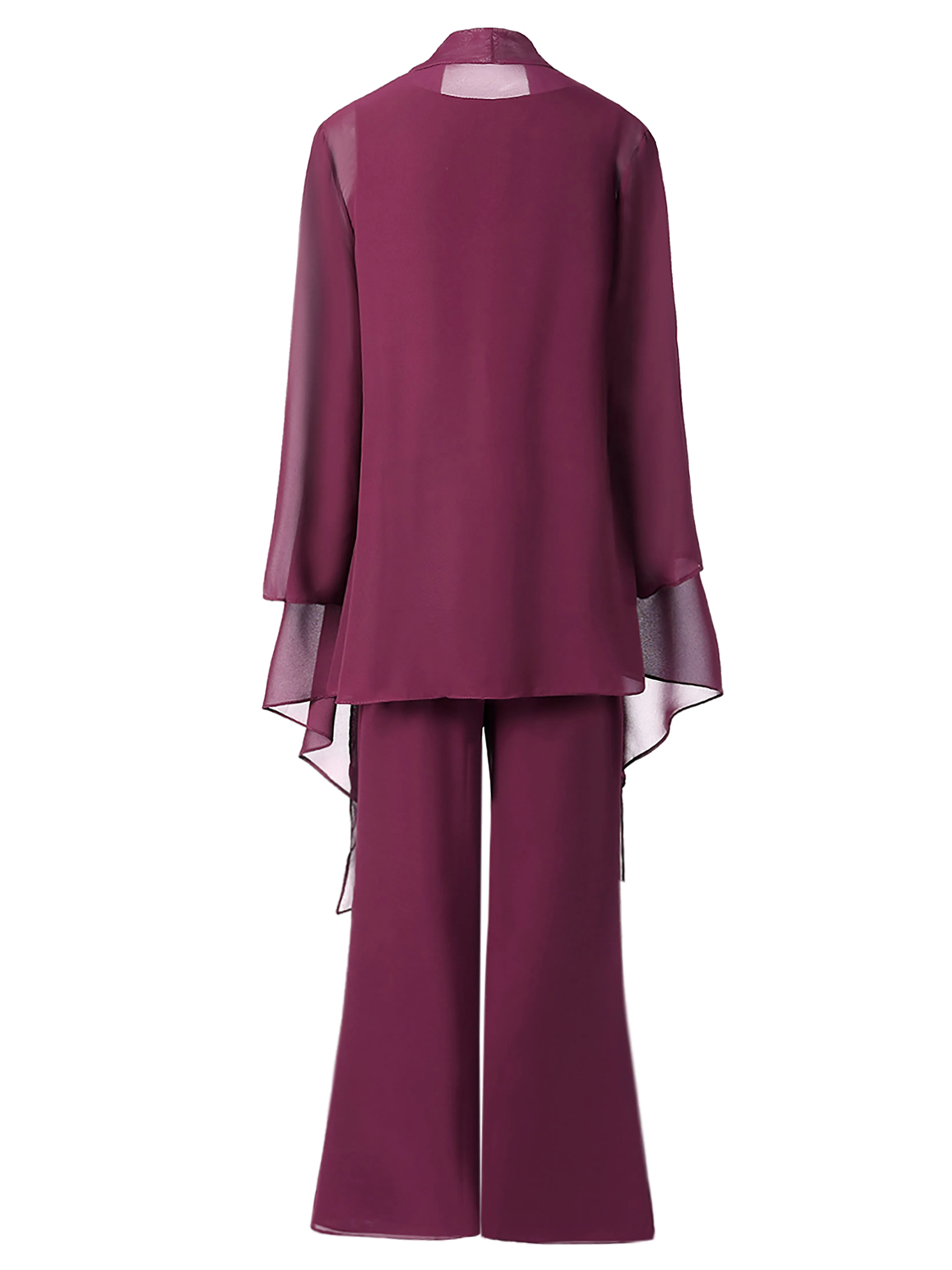 3 Pieces Chiffon Mother of Bride Dress Pant Suits