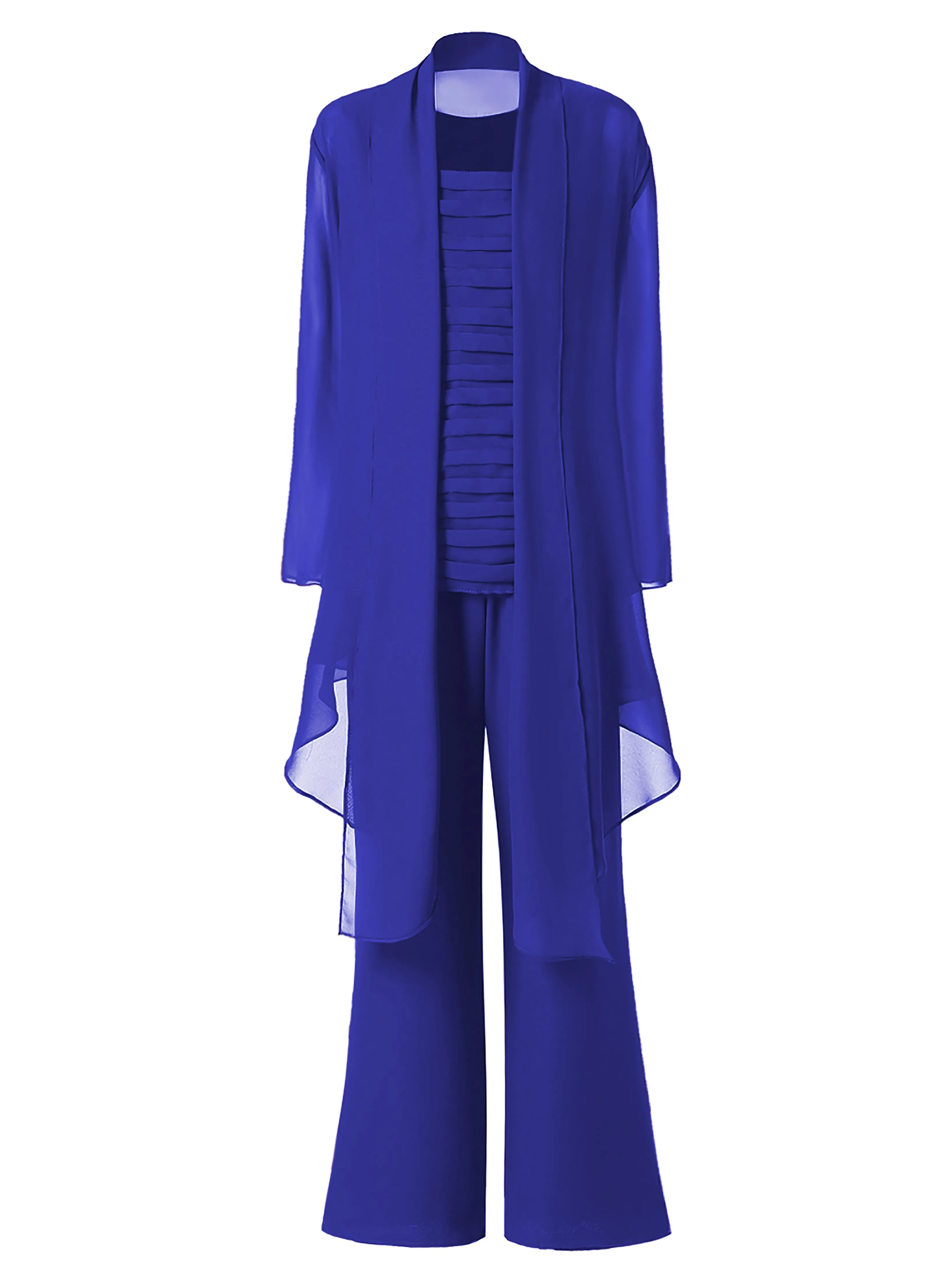 3 Pieces Chiffon Mother of Bride Dress Pant Suits