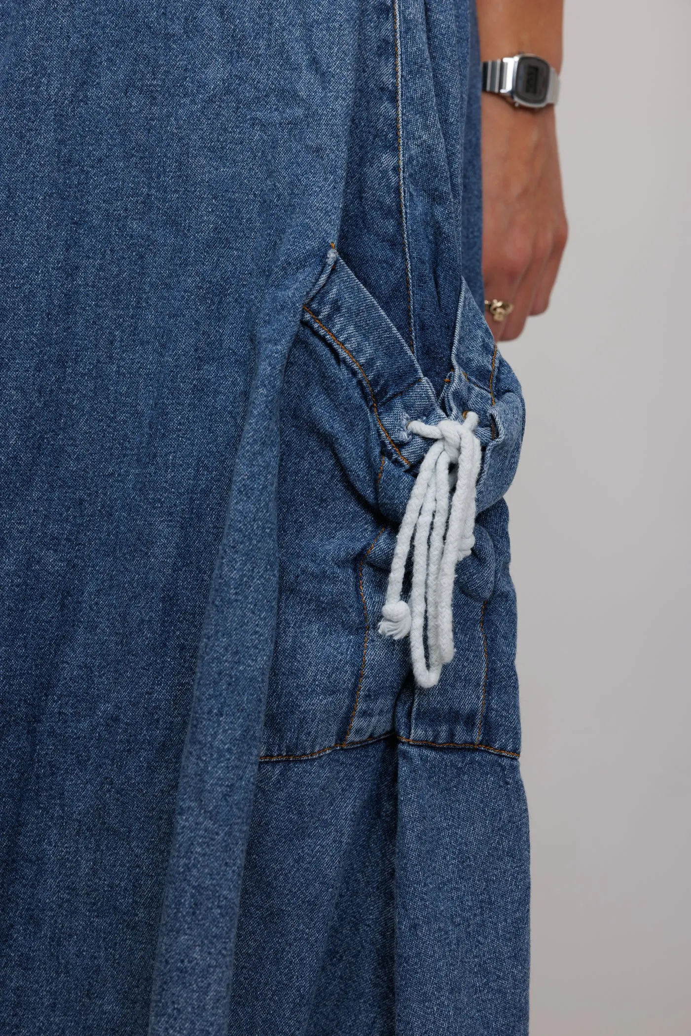 90's Utility Denim Maxi Skirt M