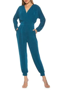 Alexia Admor joey jogger long sleeve jumpsuit, burgundy