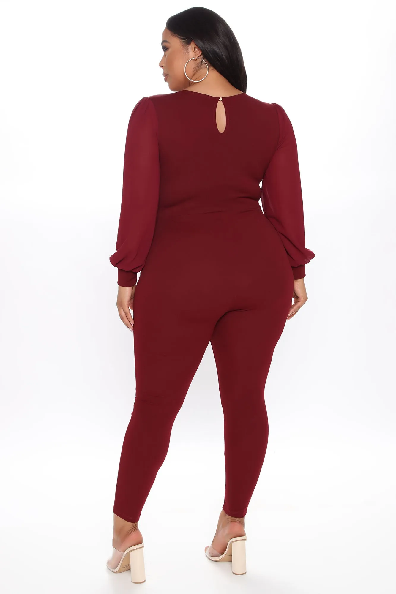 All About Me Balloon Sleeve Jumpsuit - Burgundy