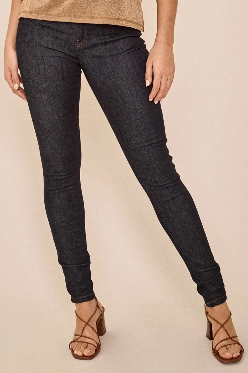 Alli Cover Jeans | Dark Blue | Højttaljet slim fit jeans fra Mos Mosh