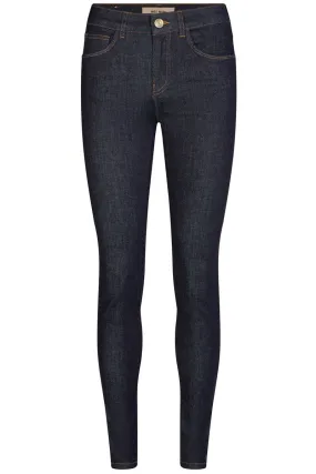 Alli Cover Jeans | Dark Blue | Højttaljet slim fit jeans fra Mos Mosh