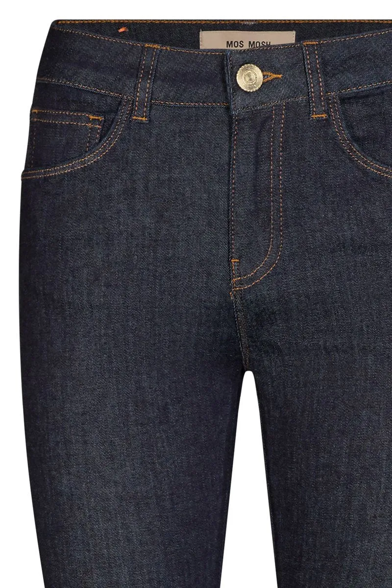 Alli Cover Jeans | Dark Blue | Højttaljet slim fit jeans fra Mos Mosh