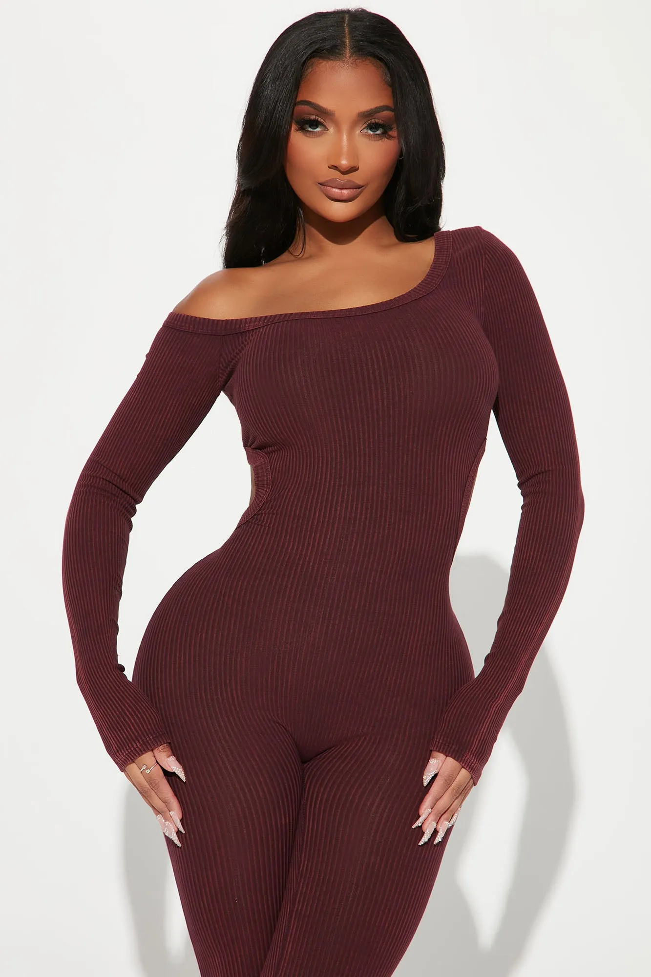 Ashton Mineral Wash Jumpsuit - Burgundy