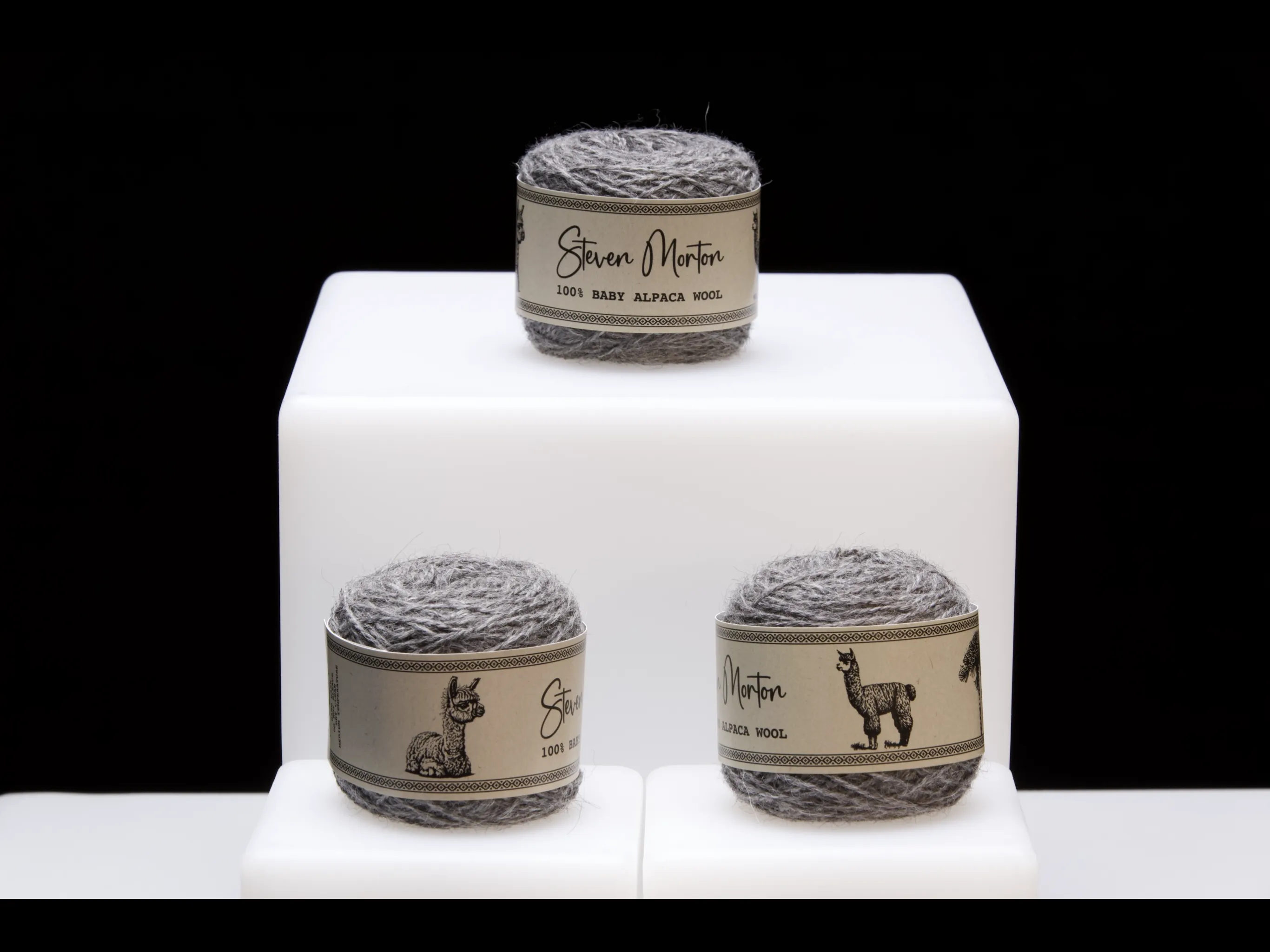 Baby Alpaca Yarn - Natural Grey (Set of 3)