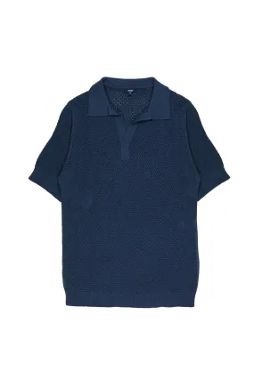 Benjamin Navy Crochet Polo