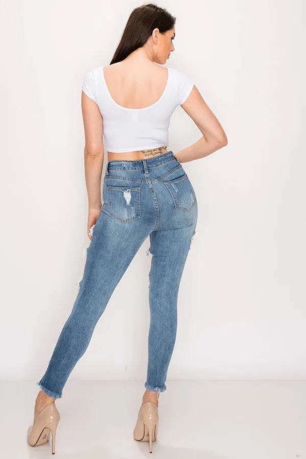 Big Hole Cut Out Relaxed Jeans