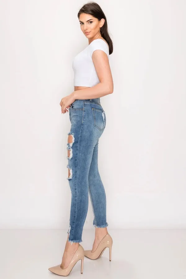 Big Hole Cut Out Relaxed Jeans