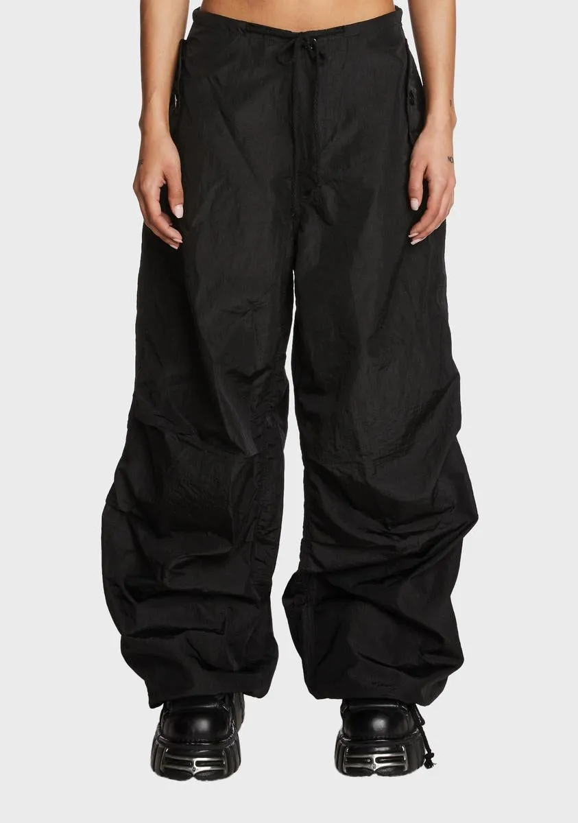 Black Rian Nylon Cargo Pants