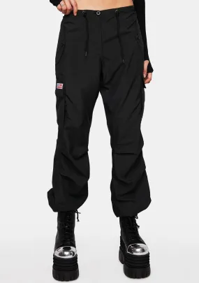 Black Silky Hipster Pants