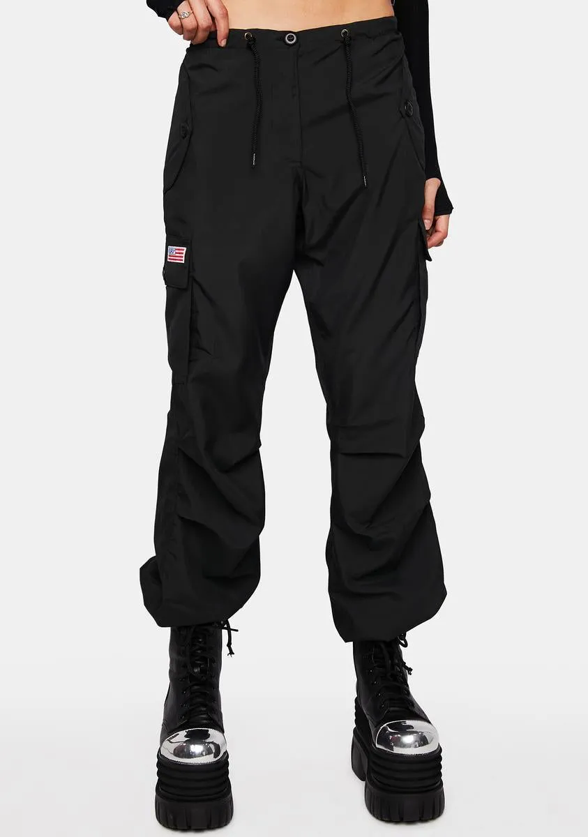 Black Silky Hipster Pants