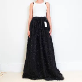 Black tinsel maxi skirt