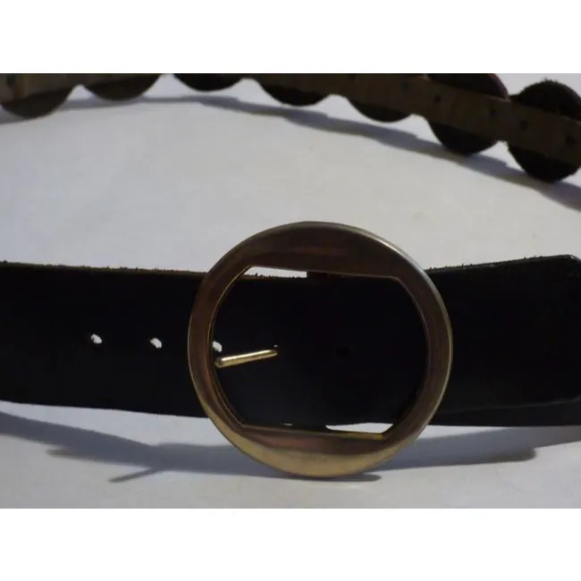 Brown Leather Belt With Bold Brass Accents