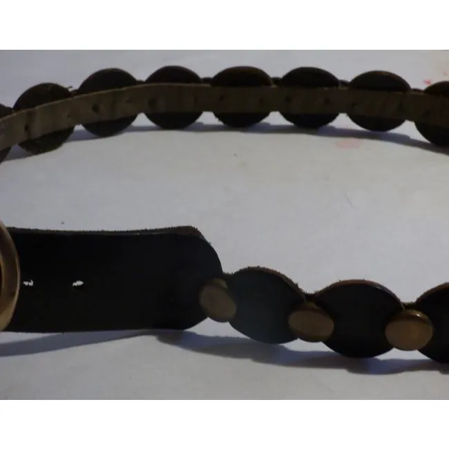 Brown Leather Belt With Bold Brass Accents