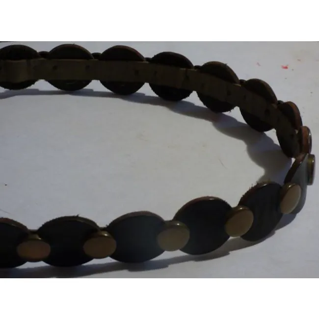 Brown Leather Belt With Bold Brass Accents