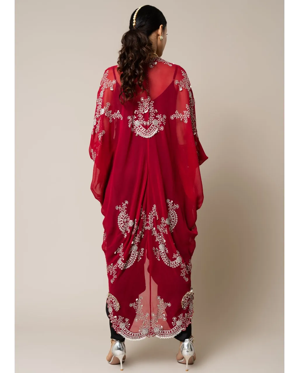 Burgundy & Black Gather Kite & Jumpsuit Set