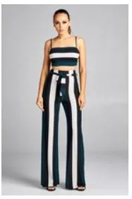 Burgundy Striped Belted Top and Bottom