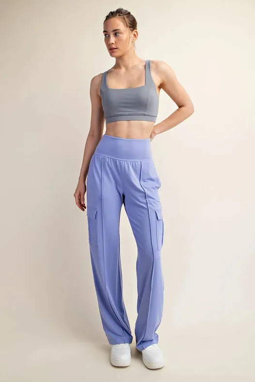 Butter Straight Leg Cargo Pants Blue Hyacinth