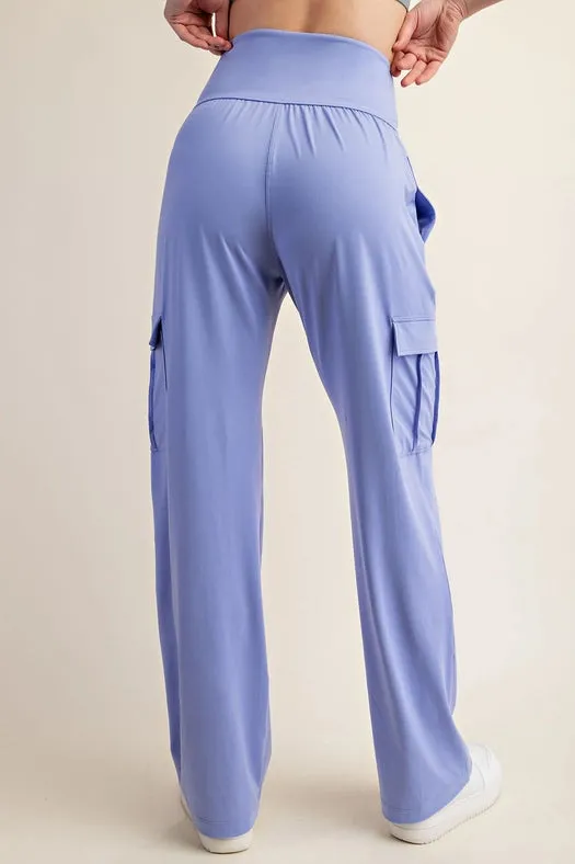 Butter Straight Leg Cargo Pants Blue Hyacinth