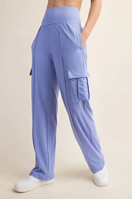 Butter Straight Leg Cargo Pants Blue Hyacinth