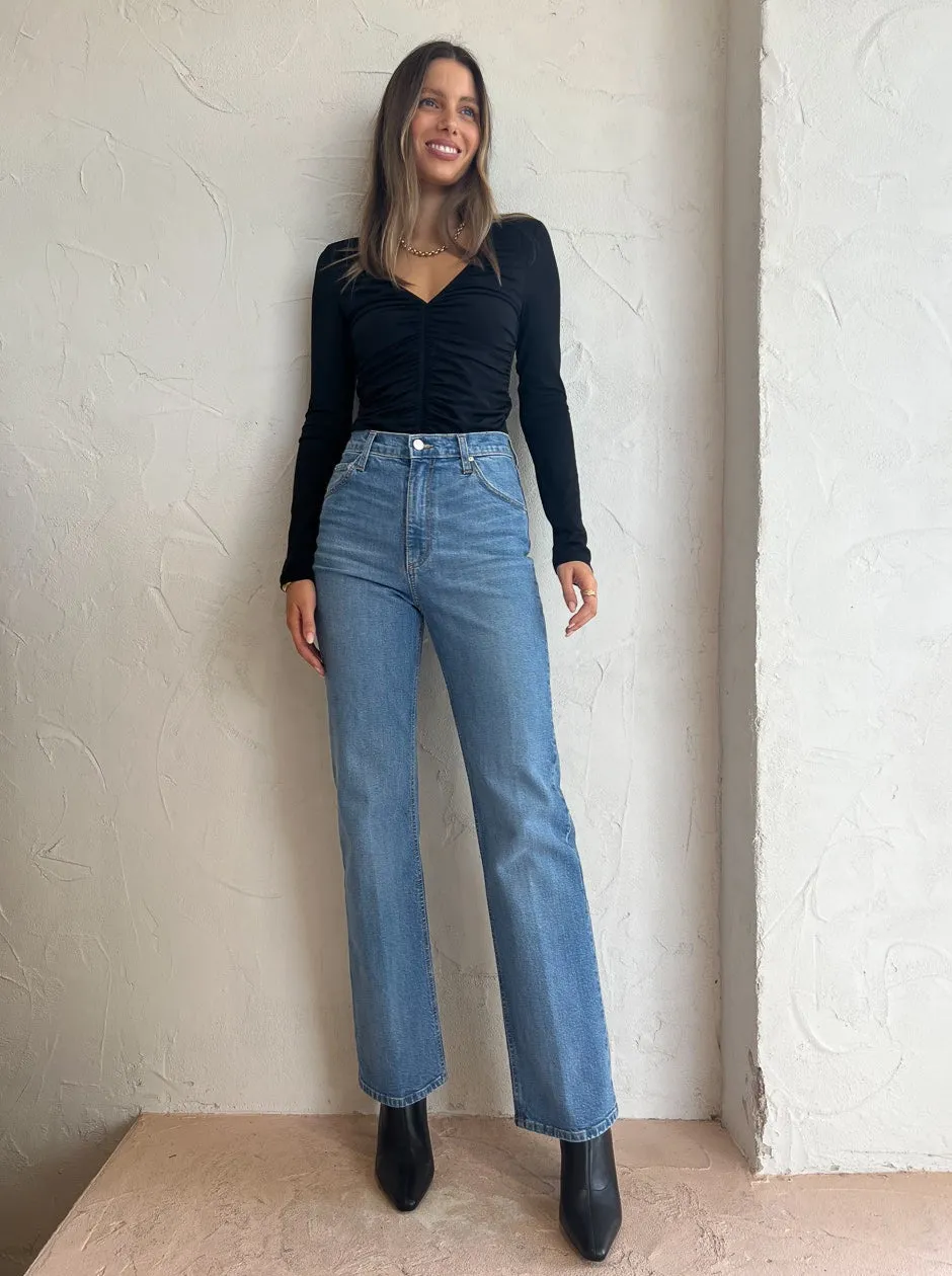 By Johnny V Front Gather Top in Black