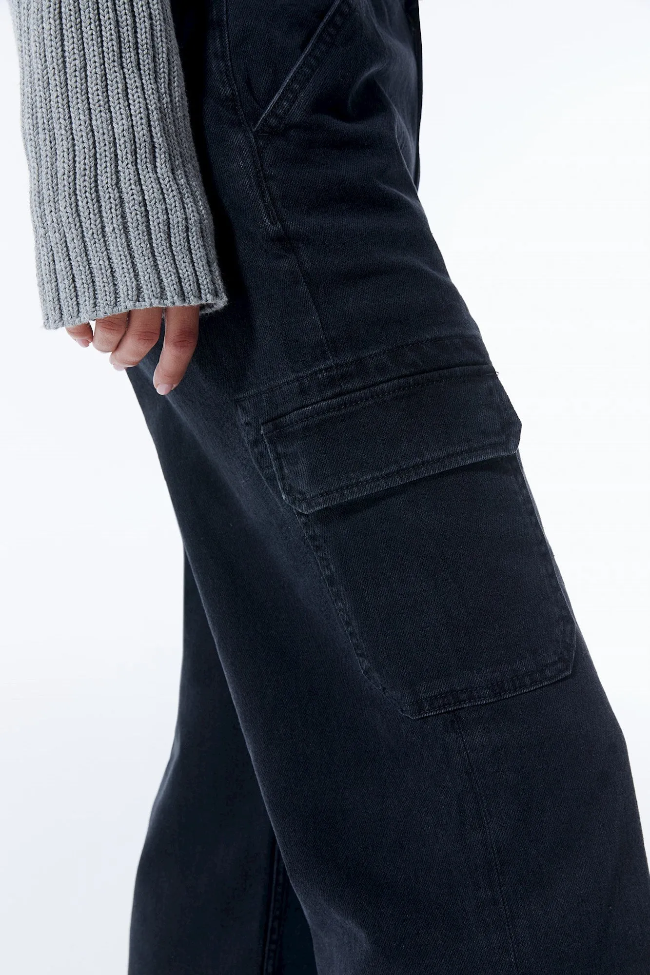Charlotte High Waist Cargo Jeans Black VT