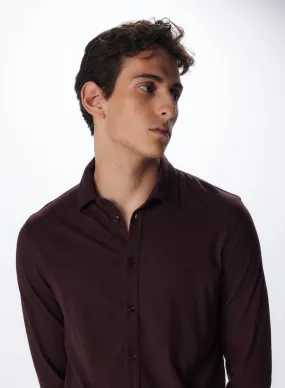Chemise Aubergine Manches Longues en Coton et Cachemire