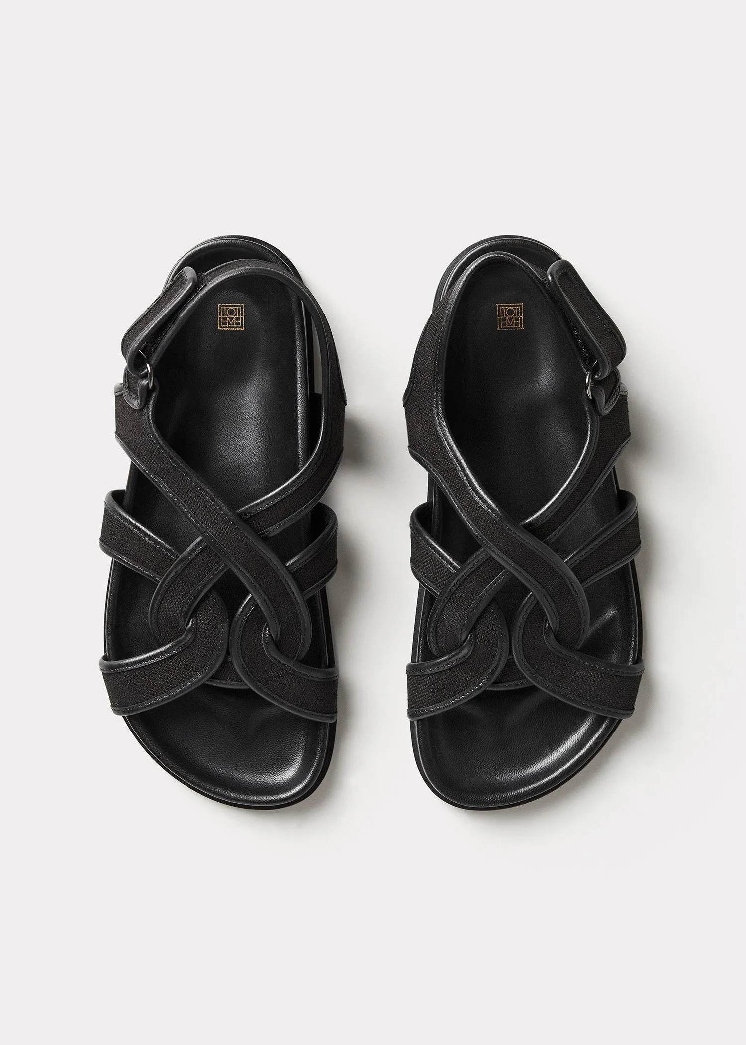 Chunky canvas sandals black