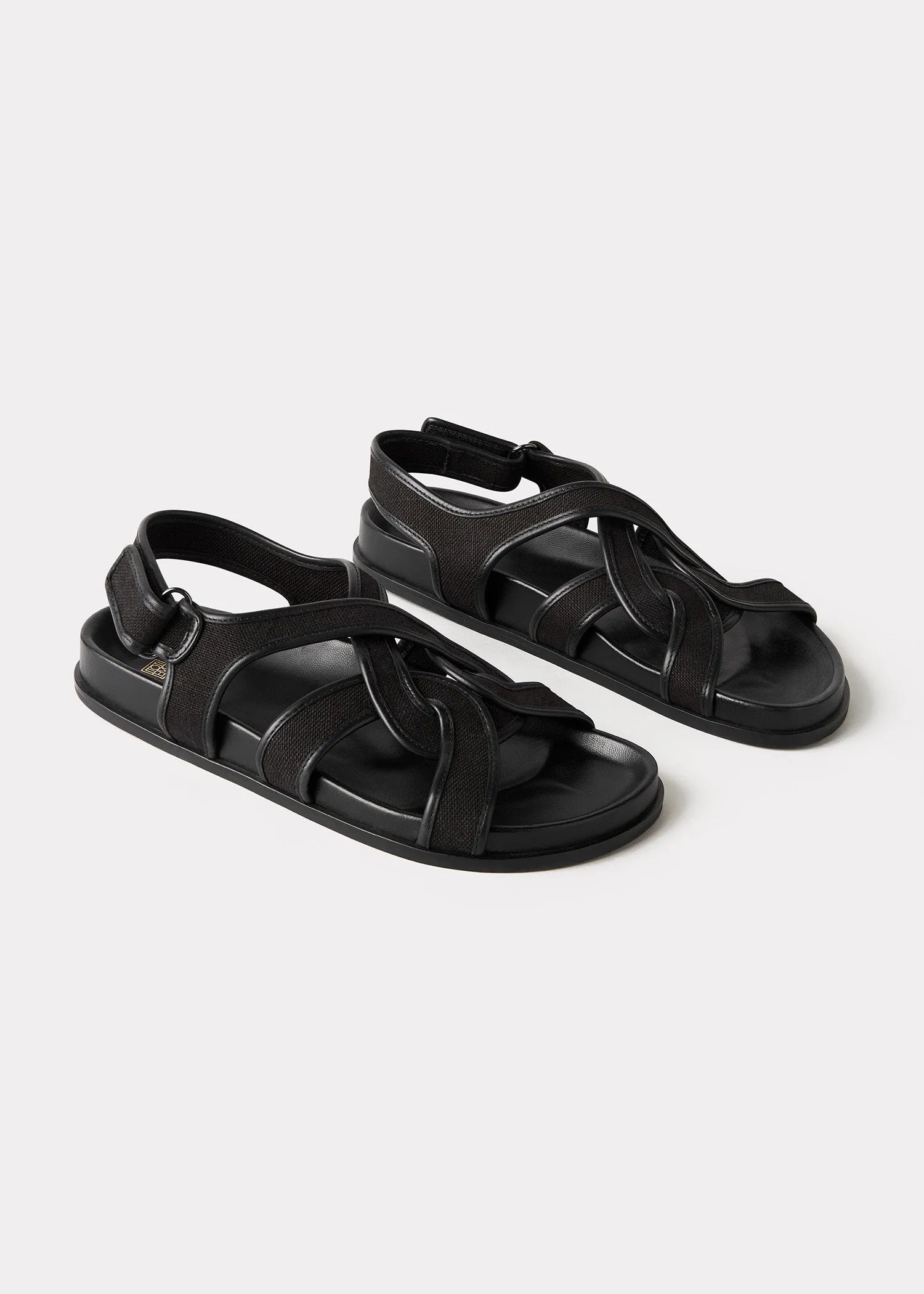 Chunky canvas sandals black