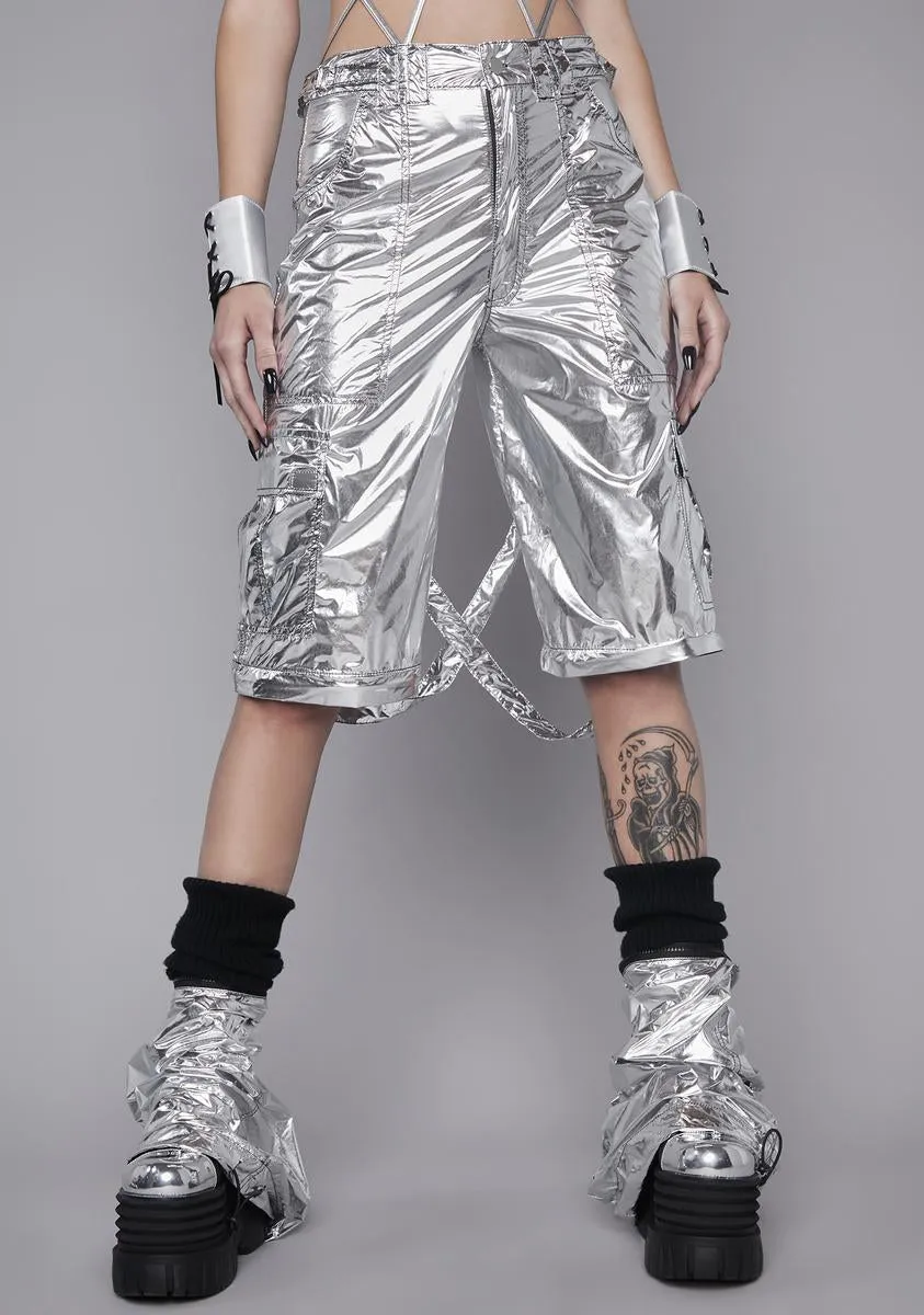 Cyberpunk Cinema Metallic Cargo Pants