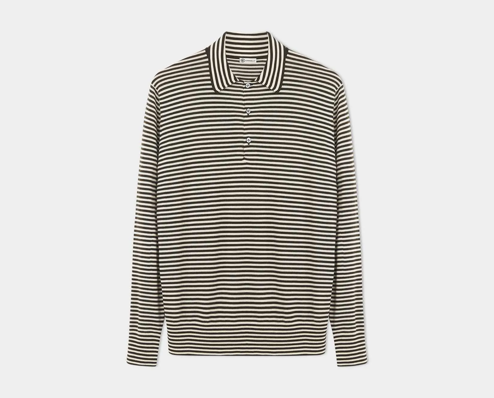 Ecru/Brown Riviera 3 Button Polo