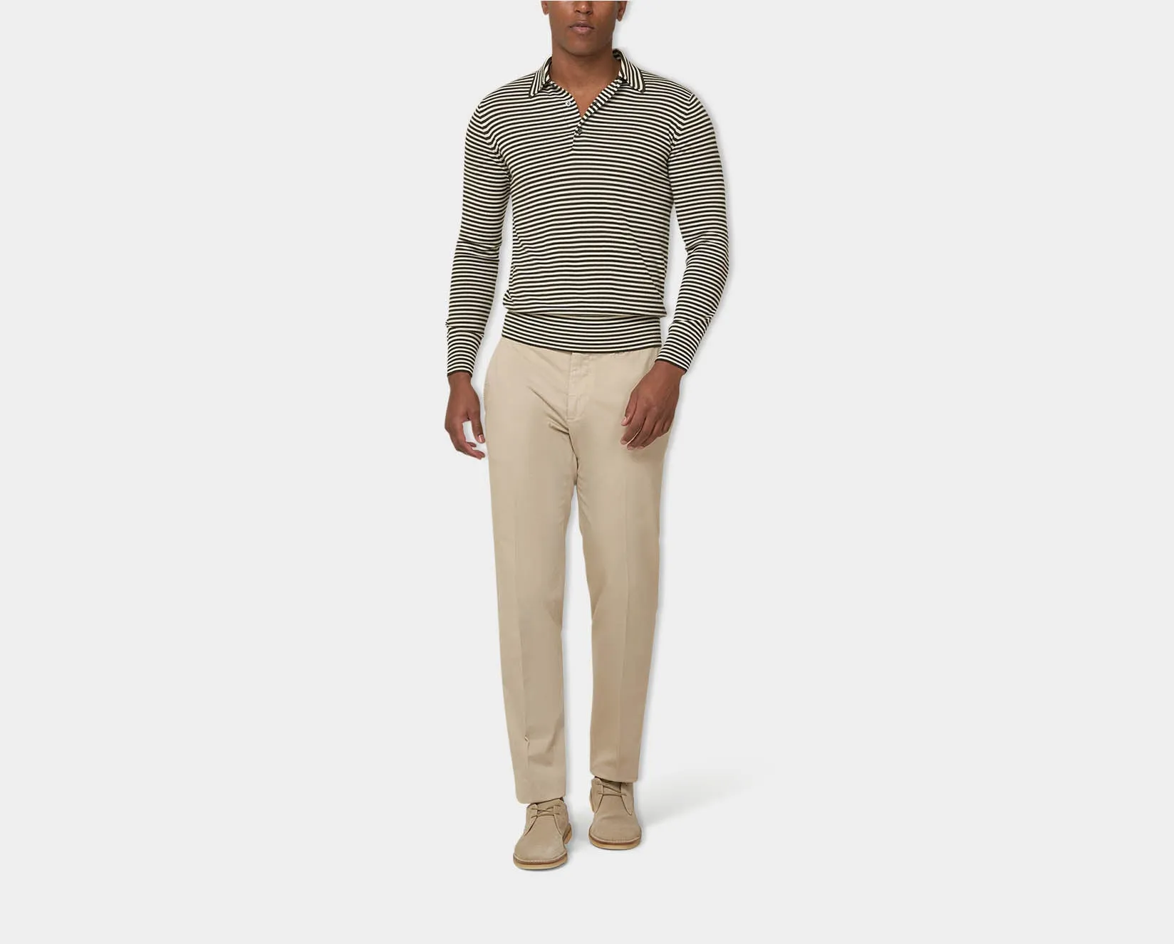 Ecru/Brown Riviera 3 Button Polo