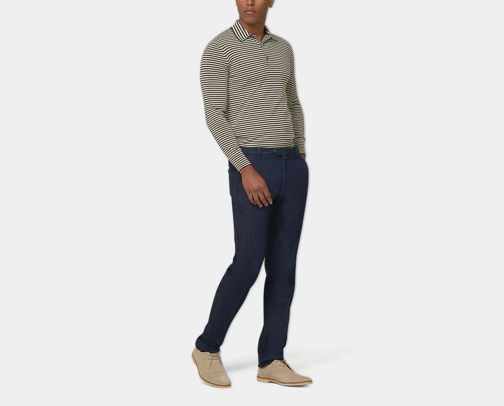 Ecru/Brown Riviera 3 Button Polo