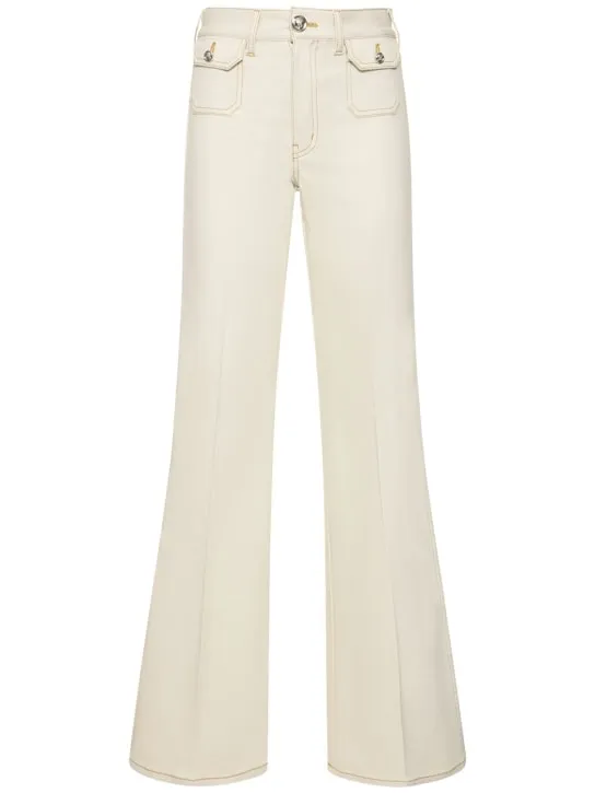 Giambattista Valli   Cotton denim high waisted wide jeans 