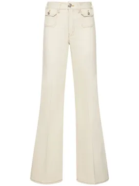 Giambattista Valli   Cotton denim high waisted wide jeans 