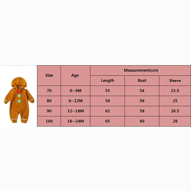 Gingerbread Man Baby Christmas Fuzzy Jumpsuit Hooded Romper