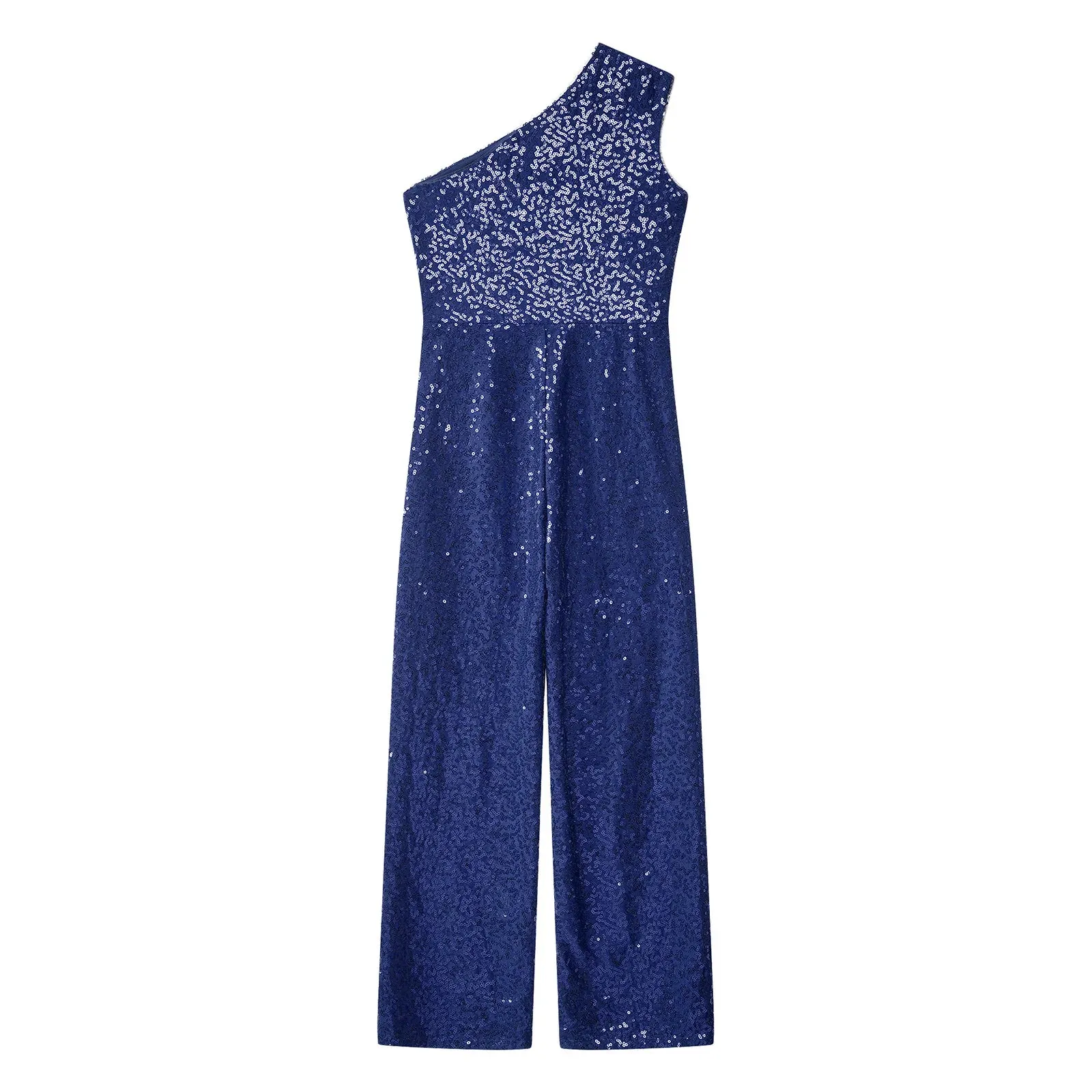 Girls Sequinned Jumpsuit One Shoulder Romper Performance Dancewear